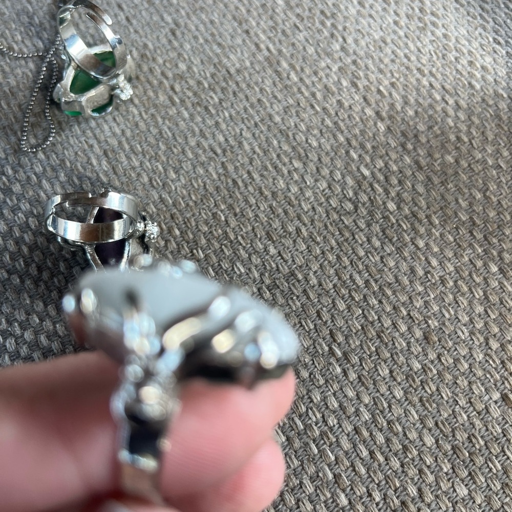 Set of 3 Silver and coloful stone  Ring bundle ! Purple one not included - Picture 8 of 10